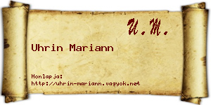 Uhrin Mariann névjegykártya